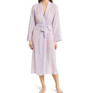 Papinelle Lavender Cherry Blossom Long Sleeve Bath Robe Women’s Medium No Belt